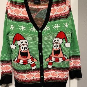 Spongebob Patrick Star Cardigan Sweater Unisex Sz L  Button  Christmas